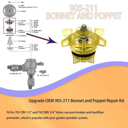 Parzuozenney 905-211 Bonnet and Poppet Repair Kit for 765 765 3/4 repair kit