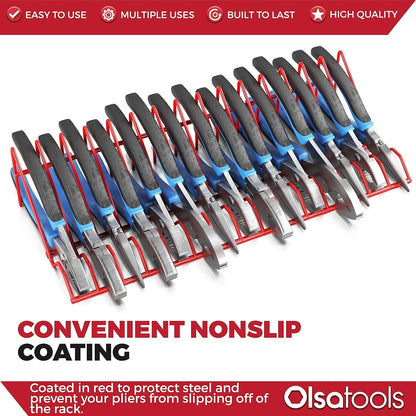 Olsa Tools Plier Rack - Red Organizer for Tool Box Drawer 16 Slots,