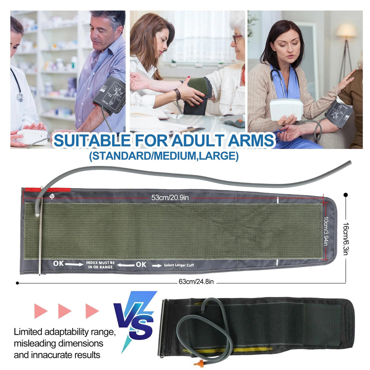 9"-17" Blood Pressure Cuff Arm, Wide-Range Standard/Medium to Large Medium
