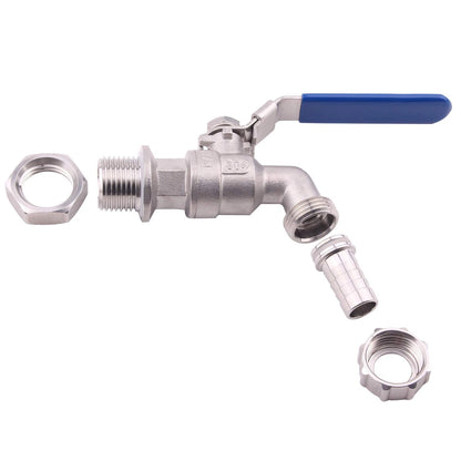 DERNORD Stainless Steel Ball Valve - 1/2 Inch 1/2" NPT to Barb Hose