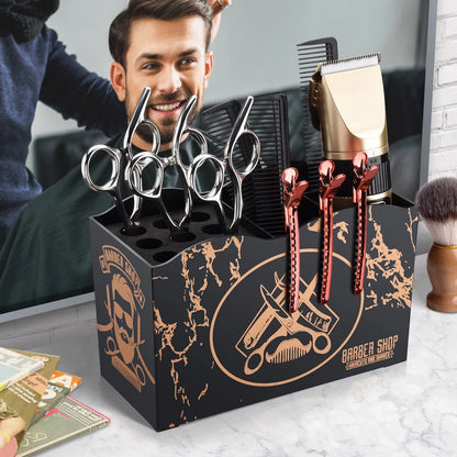 Noverlife Barber Scissors Holder Box, Professional Beard Man Style - Black