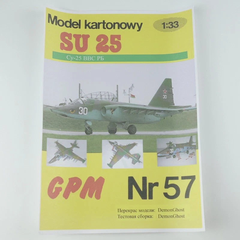 1:33 Sukhoi Su-25 Attack Aircraft Frogfoot Fighter Paper Unassemble Gifts