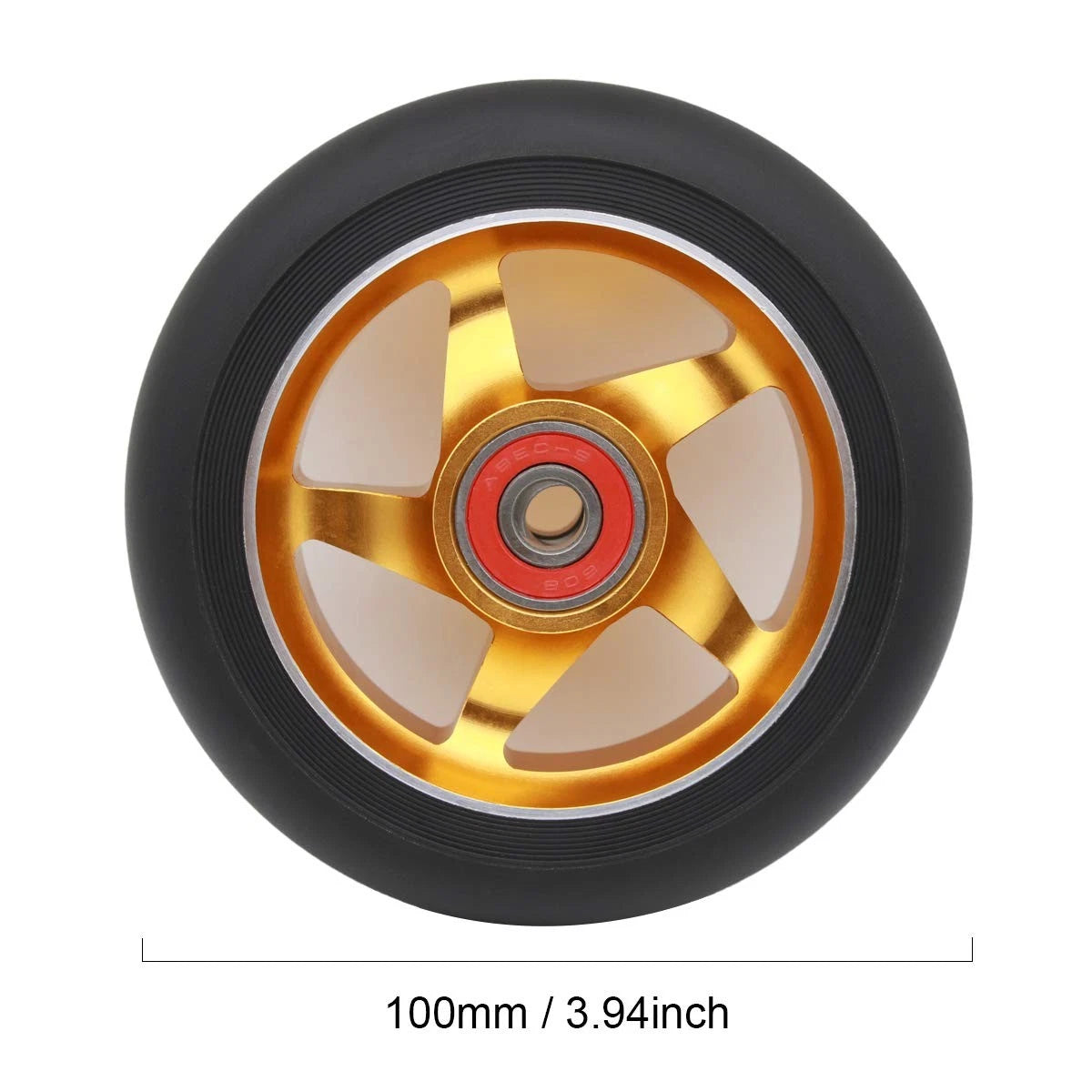 2Pcs 100 mm Pro Stunt Scooter Wheels with Abec 9 Bearings for 100mm, Black