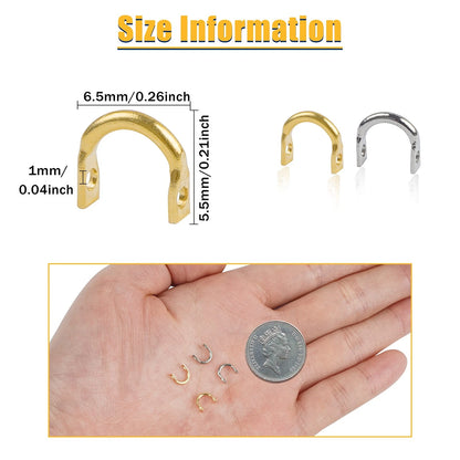 Fishing Clevis Easy Spin U-Shaped Brass Links, Small, Silver-120pcs