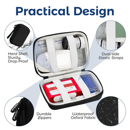 Hard Shell Diabetic Supplies Bag, 8.3 x 4.3 x 2.3 inches, Black