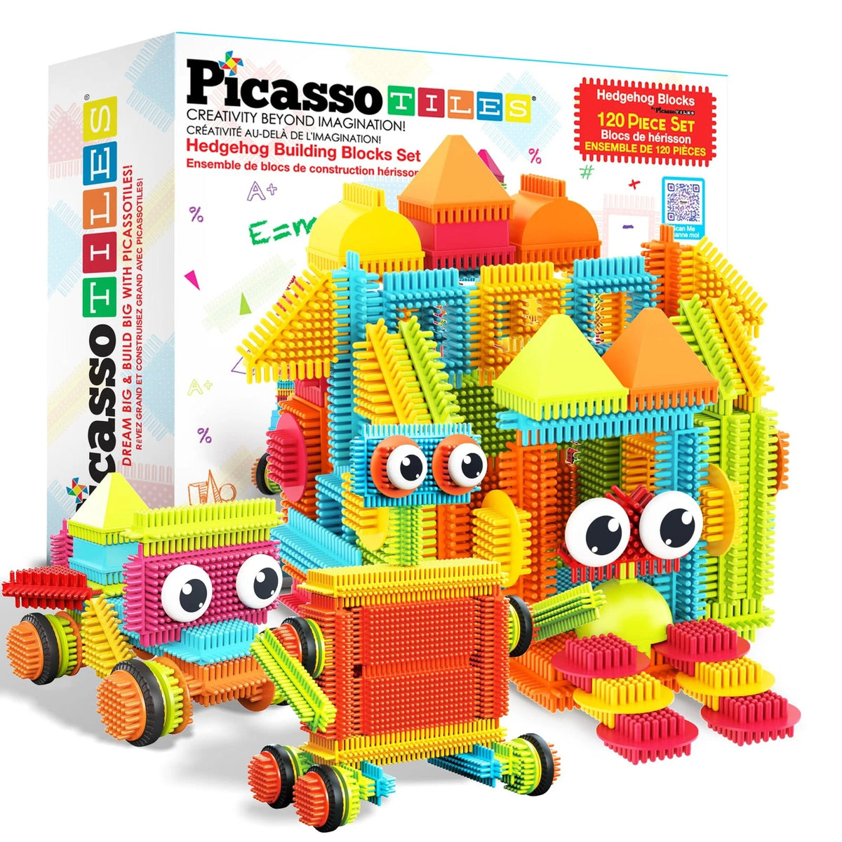 PicassoTiles 120pcs Hedgehog 11.75 x 14.13 x 3.38 inches, Multicolored