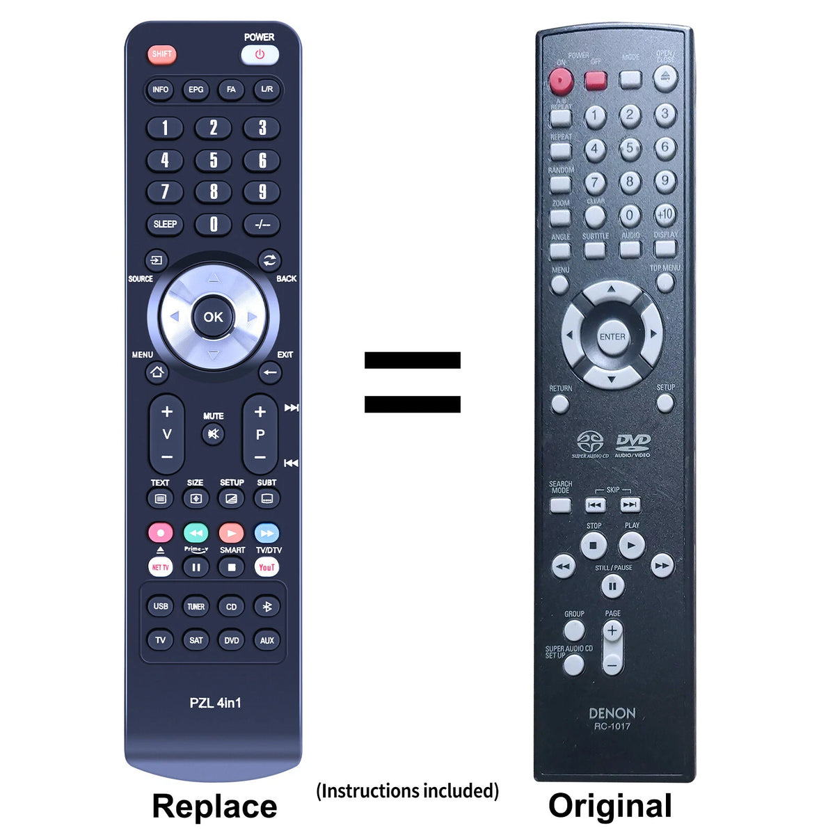 RC-1017 Replace Remote Control For Denon DVD-757 DVD-1920 DVD-1930 DVD-1930CI