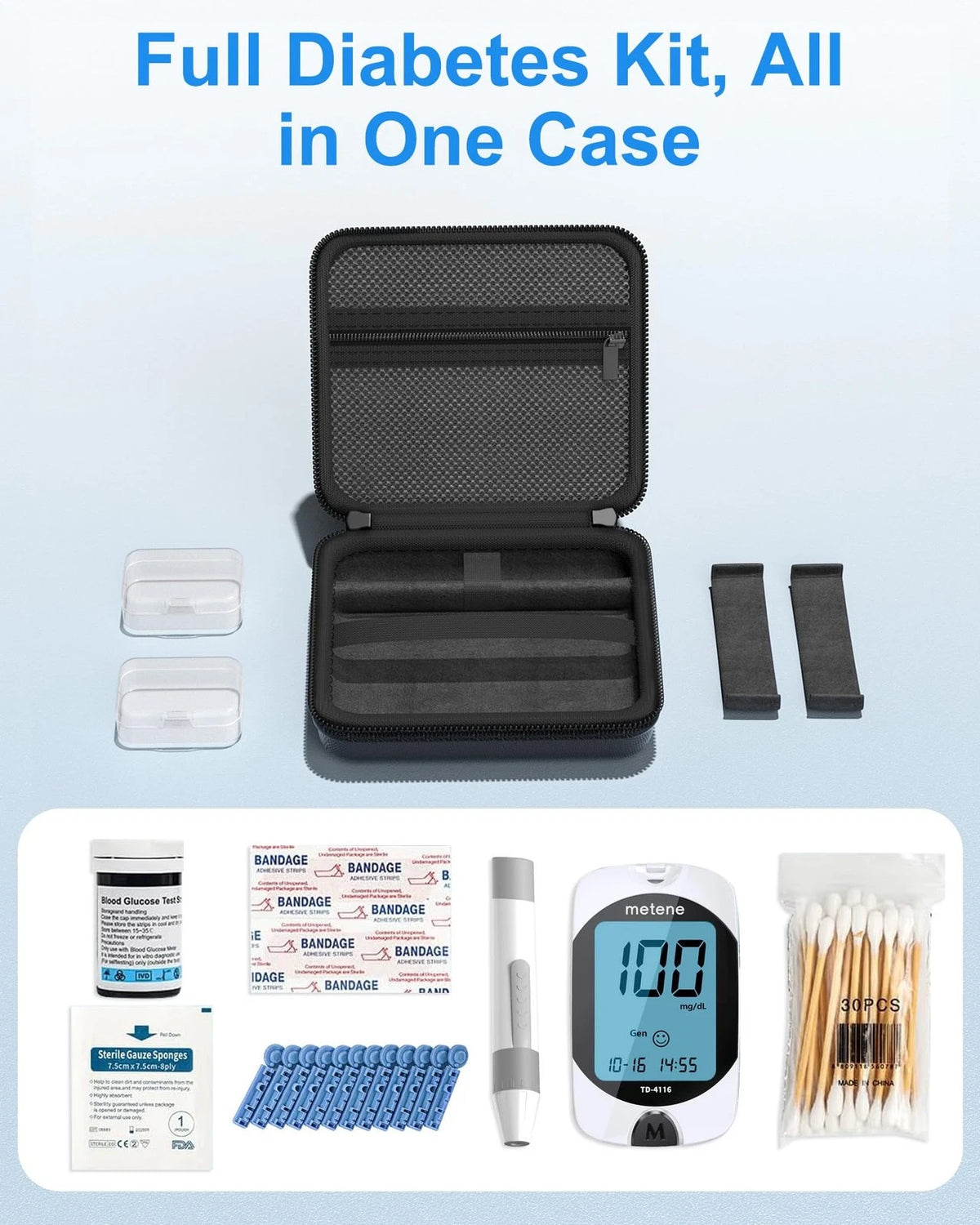 ProCase Diabetes Travel Case, Portable Diabetic Blood Sugar Test Kit Black