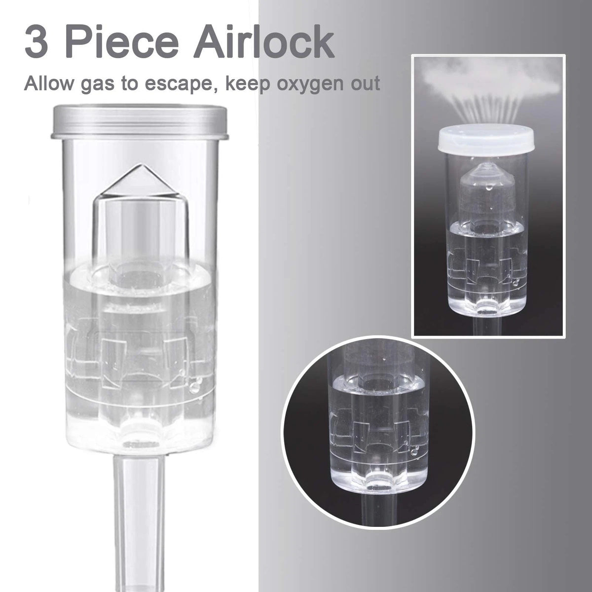 3-Piece Airlock Fermentation Beer Wine Brewing Air Locks 3Pack transparency