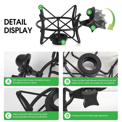 ZibugZag Microphone Shock Mount for Condenser Microphones, Compatible Black