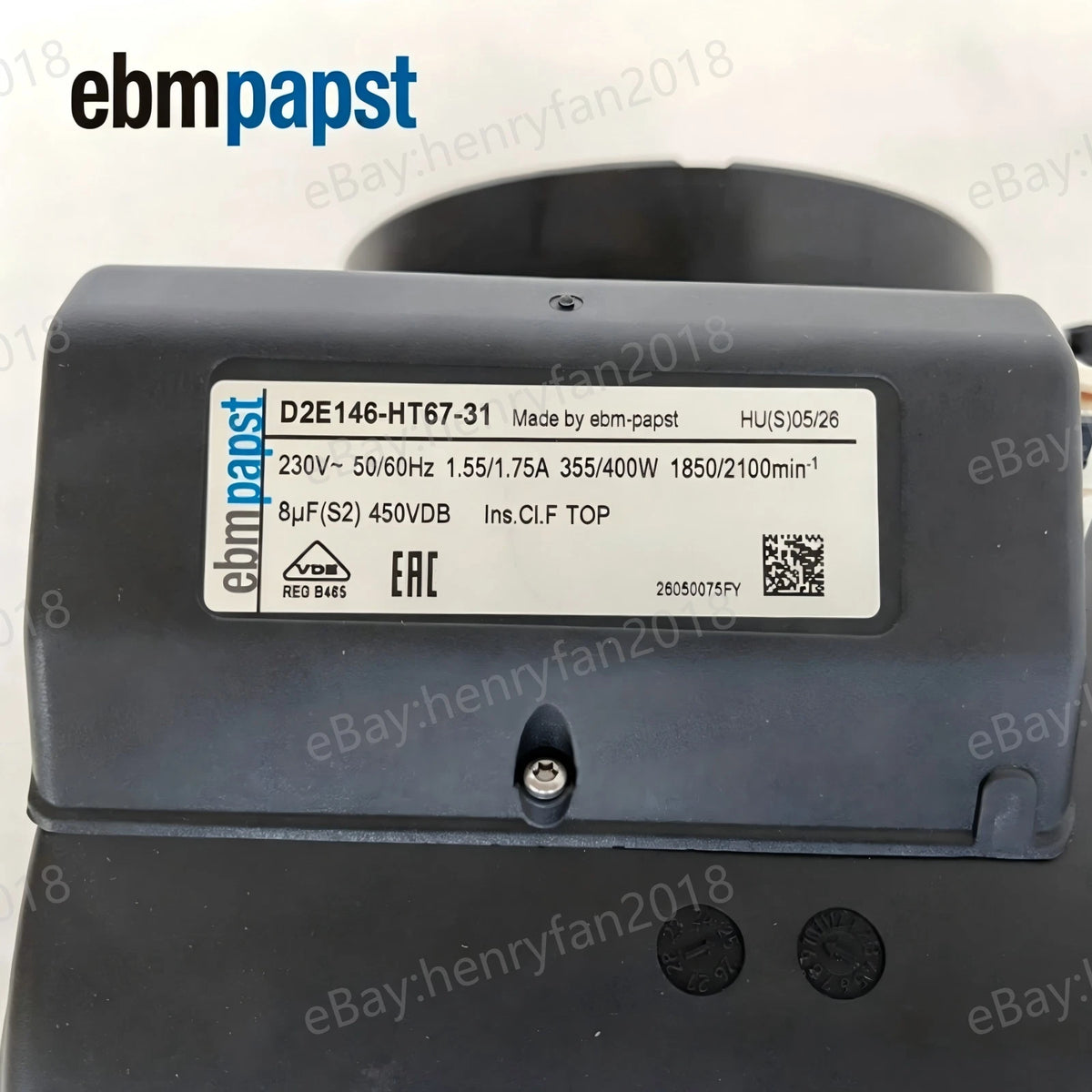 D2E146-HT67-31 for ebmpapst AC 230V 1.55A Double Inlet Centrifugal Cooling Fan