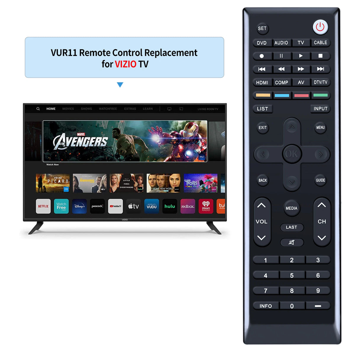 VUR11 Remote Control For Vizio Smart TV M320VT M370VT M420VT M470VT-CA VUR-11