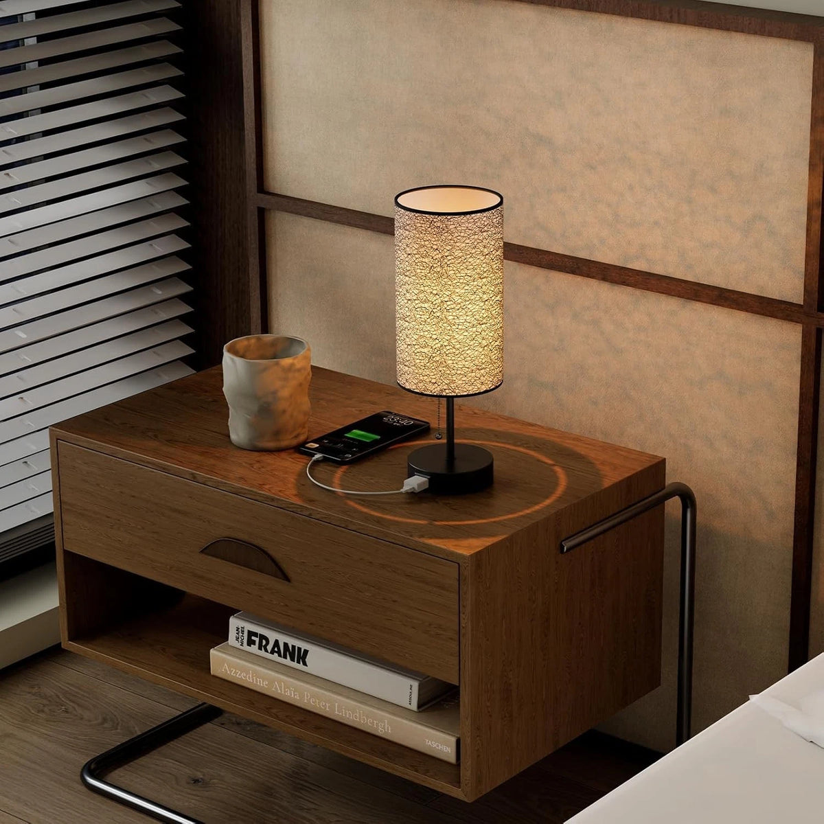 Table Lamp for Bedroom,Nightstand Bedside with AC 2PCS, Black-OnlyAC