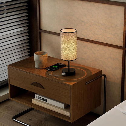 Table Lamp for Bedroom,Nightstand Bedside with AC 2PCS, Black-OnlyAC