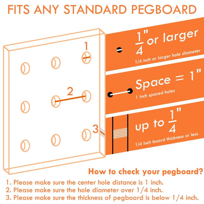 G.CORE 10 Pack Pegboard Hooks, Peg Board Tool Utility Hooks 4" and 6", Silver