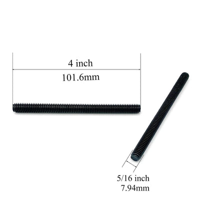 8pcs Black Zinc Fully All Threaded Rod Carbon Steel Black-Zinc 5/16x4 Inch-8P
