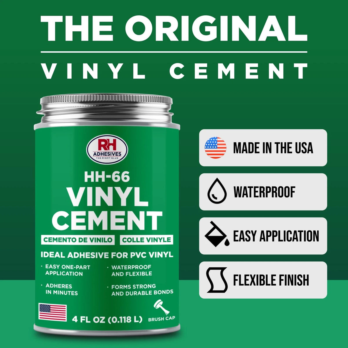 HH-66 Vinyl Cement 4 oz - Adhesive, Glue, Industrial 4 oz, Clear