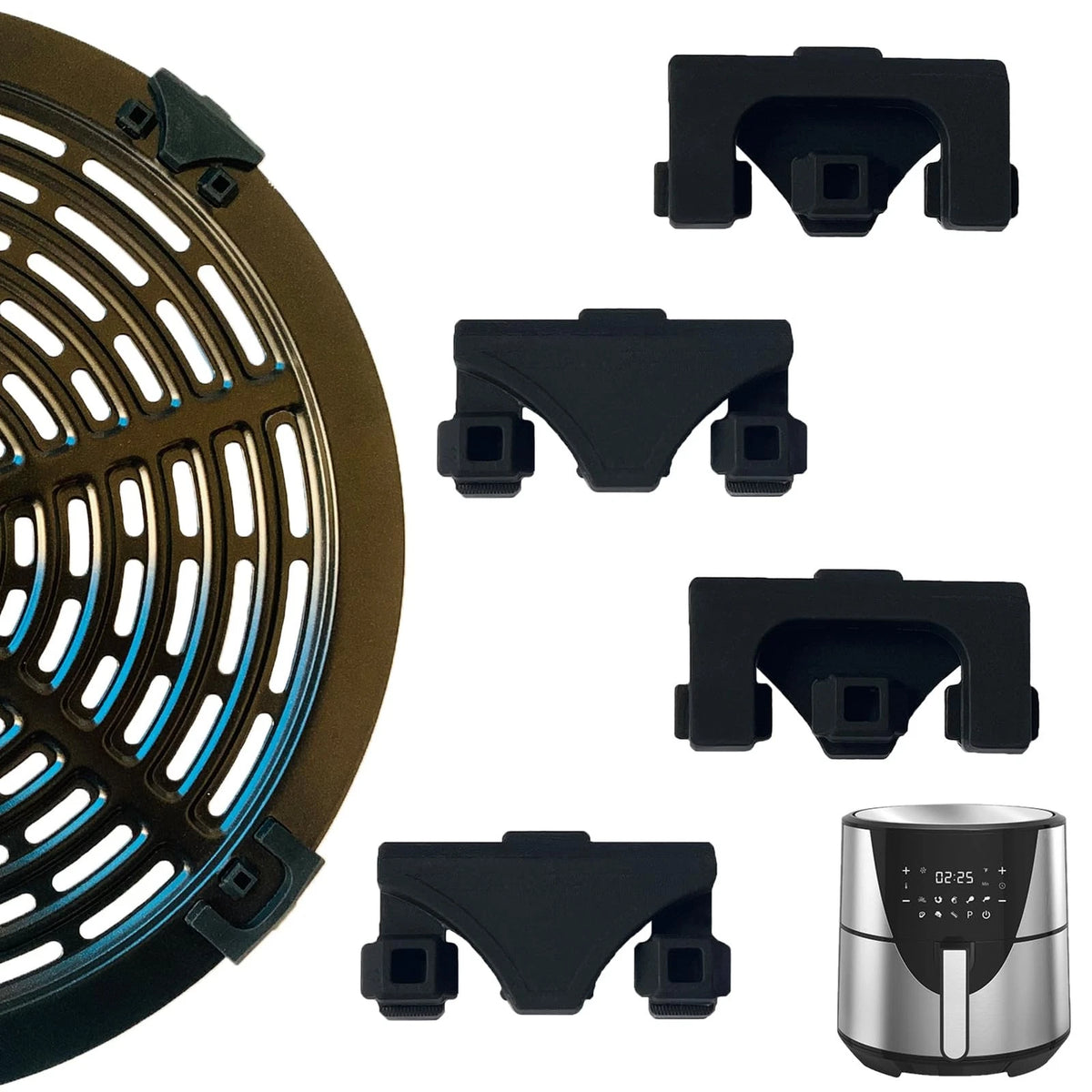 ALJ Air Fryer Silicone Rubber Bumpers for Round For Bella 8QT, Black