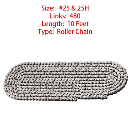 KAMIER 25H Roller Chain 10 Feet 480 Links Breaker for Razor MX350 MX500...