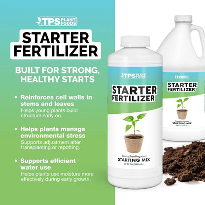 Starter Fertilizer – Liquid Plant Food for Seedlings, Starts 8 oz (1/2 Pint)