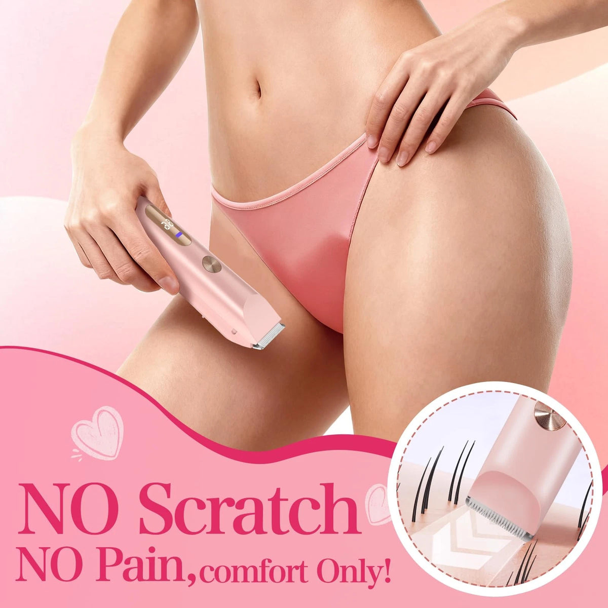 Bikini Trimmer for Women 2in1 High Power Epilators Hair Removal Pink