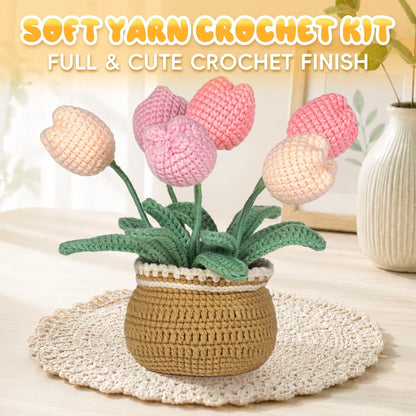 Crochet Kit for Beginners, Tulip Knitting Kit, Set with Video