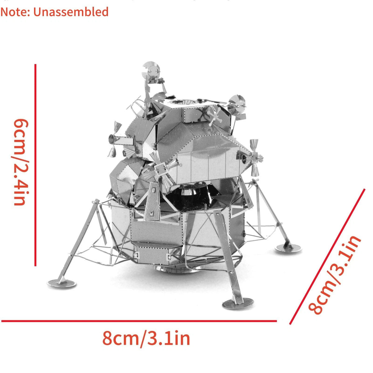 8cm DIY Metal USA Apollo Lunar Module 1/50th Scale DIY Model Kit Toy Gift
