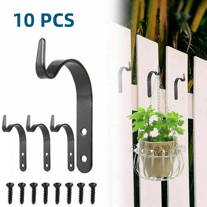 10X Metal Hanging Basket Brackets Garden Plant Hanger Hook Wall Garden Decor