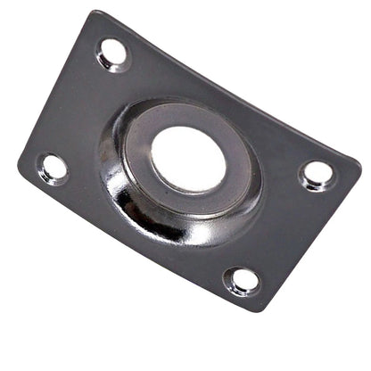 Black Guitar Output Metal Jack Plate Square W/ Screws for Electric Bass Guitar d