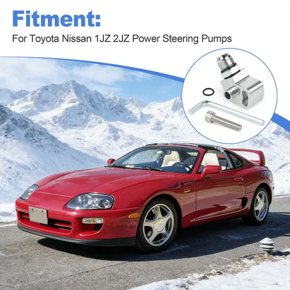 1JZ 2JZ Power Steering Pump Suction Swivel Fitting 10AN Silver