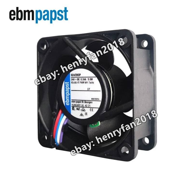 Ebmpapst 624/2H3P Axial Fan DC 24V 5.6W 0.24A 60*60*25MM 4-wires PWM Cooling Fan