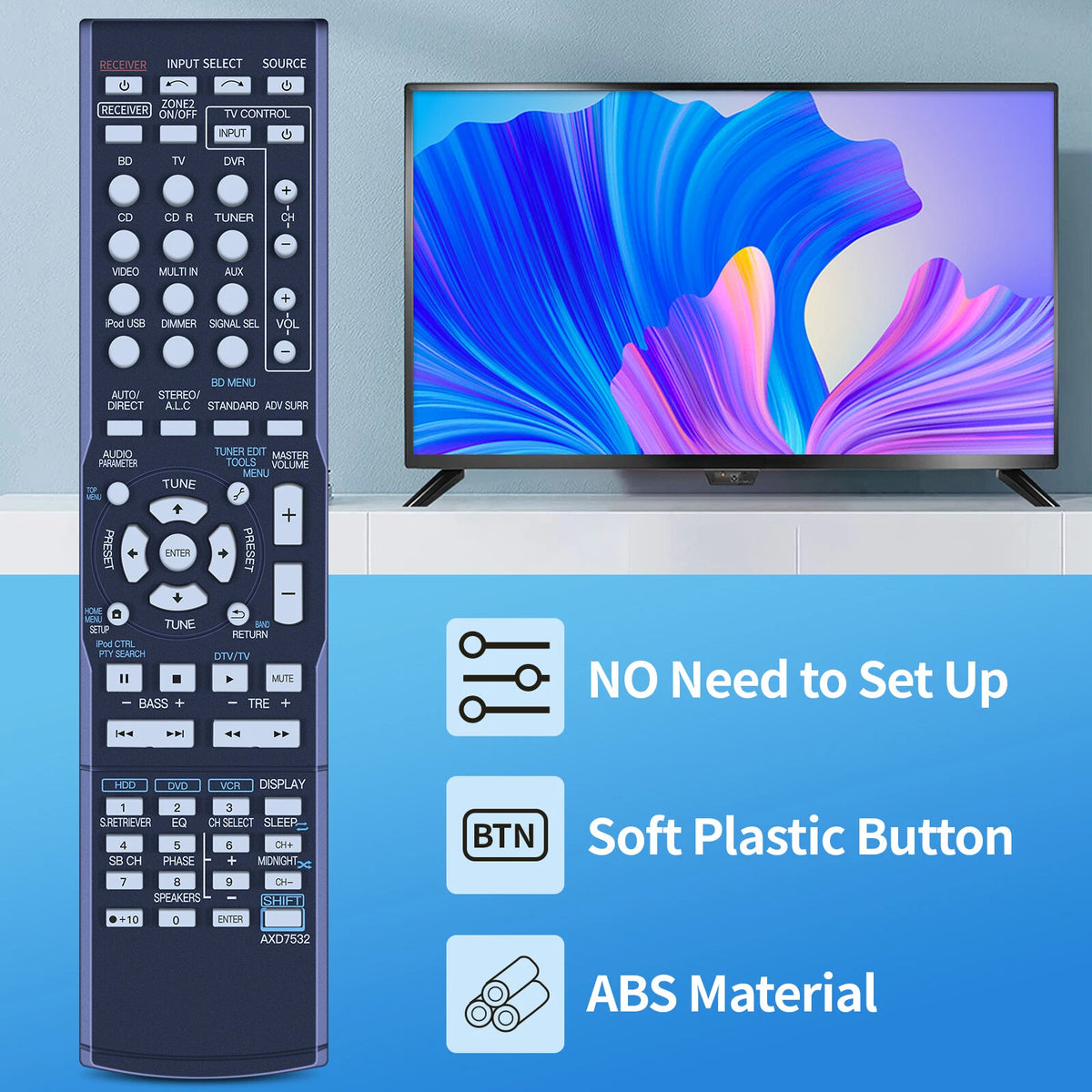 AXD7532 Remote Control For Pioneer AV Receiver VSX-1125-K VSX-60 VSX-819H