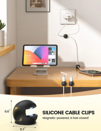 Lamicall 8Pack Magnetic Cord Organizer Clips - 8Pack, Classic Black