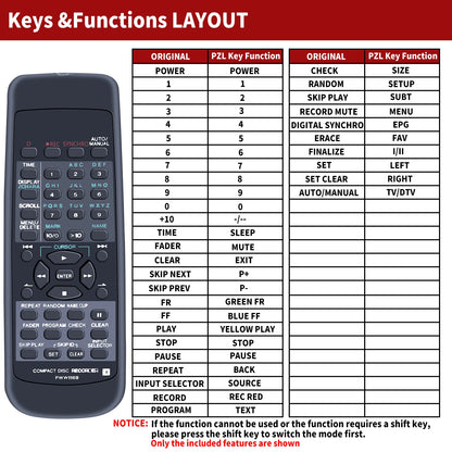 PWW1169 Replacement Remote Control For Pioneer PDR-609 CD Recorder