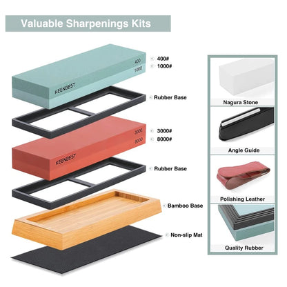 KEENBEST Actual Grit Premium Material Whetstone Set 2 Side 400 1000 Red