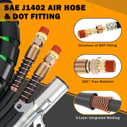 XaXmTee 12 FT Semi Truck Air Lines Kit with 3 Pcs Tender 12FT KIT, KIT