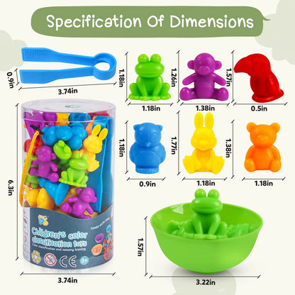 TSYAN Counting Animals Matching Games Sensory Toys with Medium, Multicolor