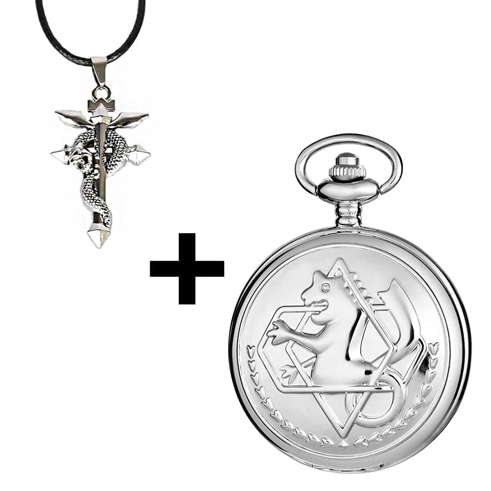 Tiong Pocket Watch with Chain for Cosplay Pendant Accessories & Gifts silver