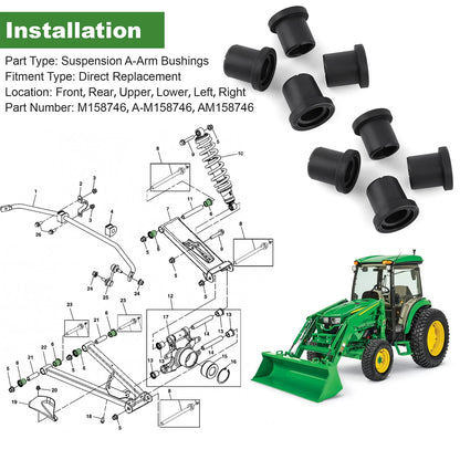 8Pcs A-Arm Bushing For John Deere Gator 625i 825i 5E 6E 6D M158746