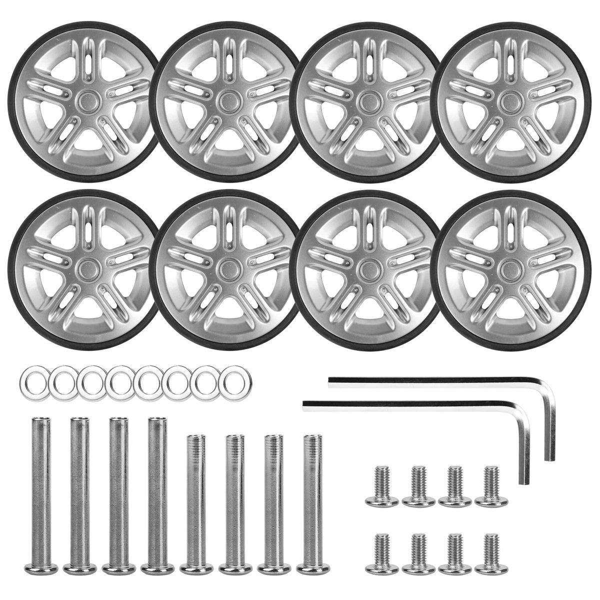 Zoofen 8 Pcs Luggage Replacement Wheels 50 x 12mm 50 x 12mm, Silver-Z12
