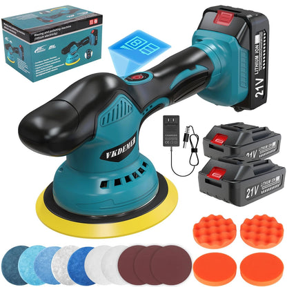 Vkdemer Cordless Car Buffer Polisher, 6 In 2.0AH BufferPolisher, Turquoise