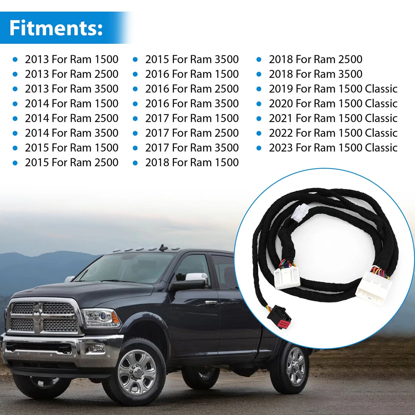 8.4" UConnect Upgrade Conversion Harness For Ram 1500 7-Speed Fan