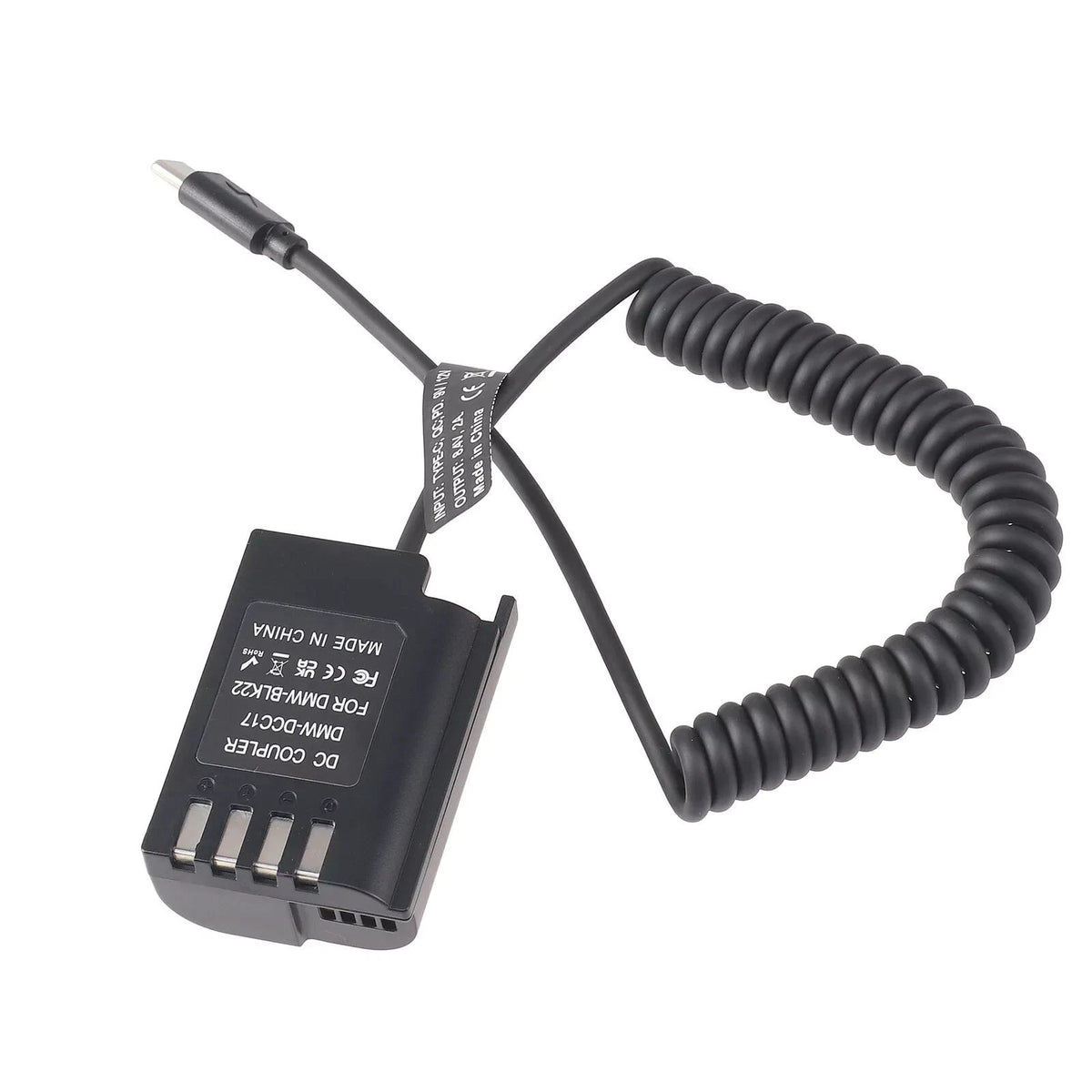USB-C to DMW-BLK22/DCC17 Dummy Battery Power Cable For Panasonic GH3 Camera