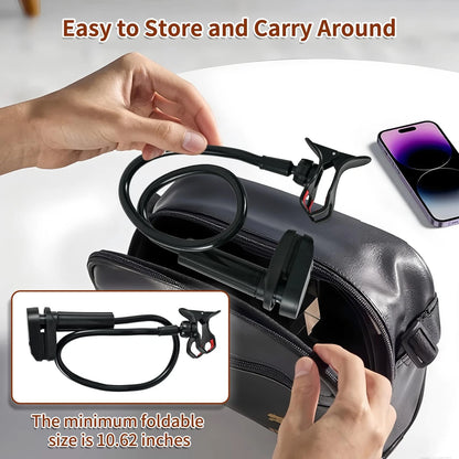 Gooseneck Phone Holder for Bed - Cell Mount Clamp Clip, 360° Black