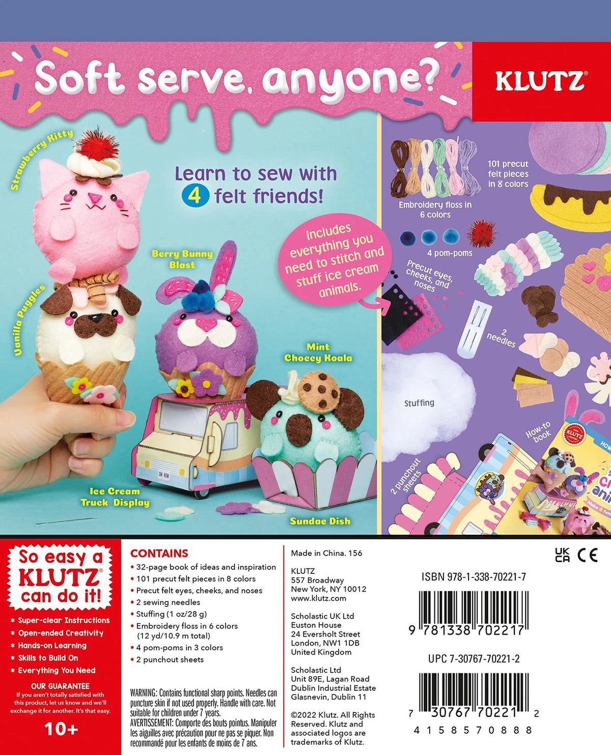 Klutz Sew Your Own Ice Cream Animals Compact, Multicolor