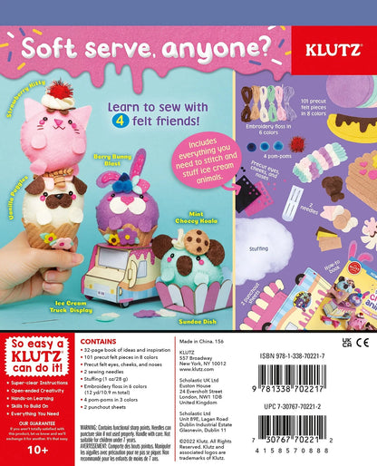 Klutz Sew Your Own Ice Cream Animals Compact, Multicolor