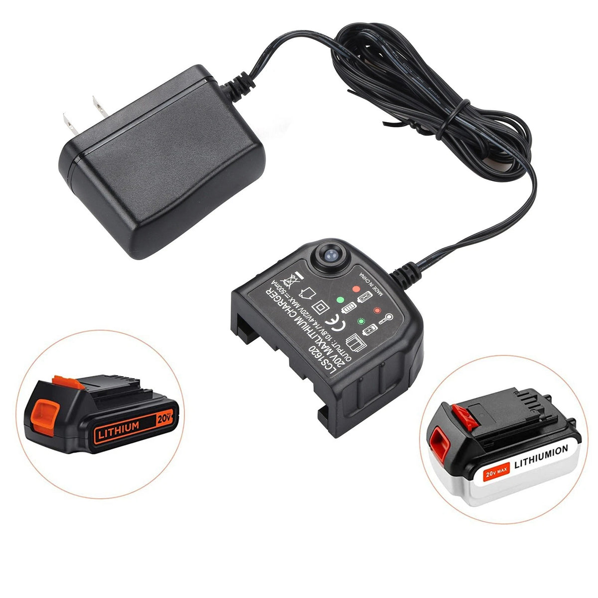 1 PC 20V Black Lithium-Ion Battery Charger Fit For Black and Decker Battery