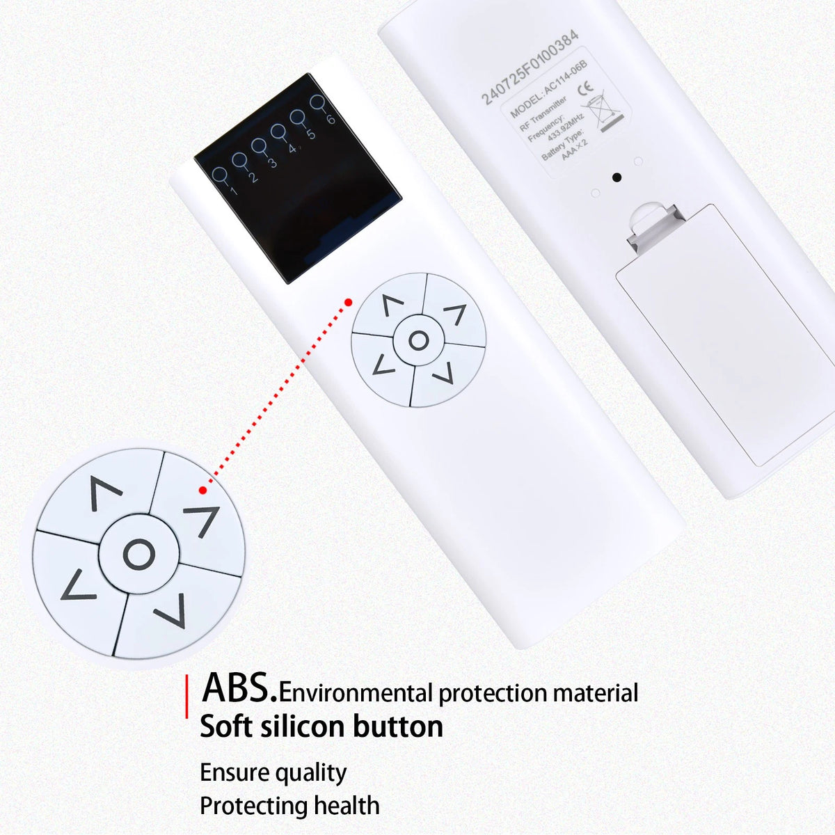 AC114-06B 6 Channel Remote Control For Motorized Wireless Blinds Controller