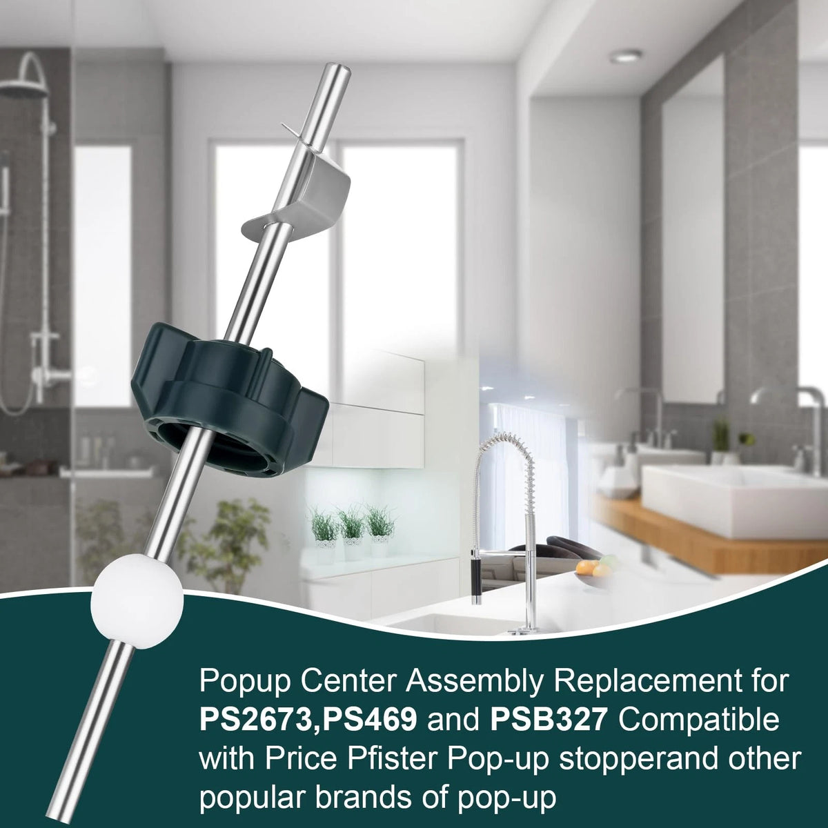 Bathroom Sink Stopper Replacement Kit - Lavatory Pop Up Center Piece Whtie