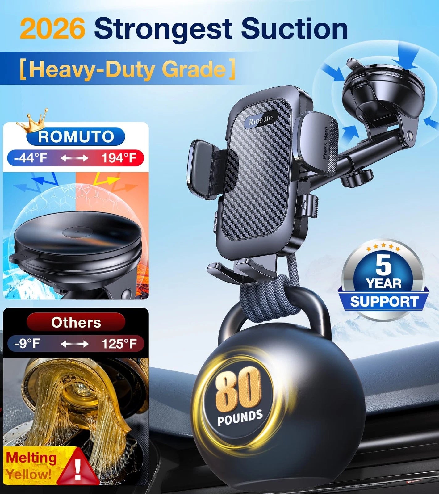 Phone Holders for Your Car Holder Mount【Super Suction】Cell Dark Black